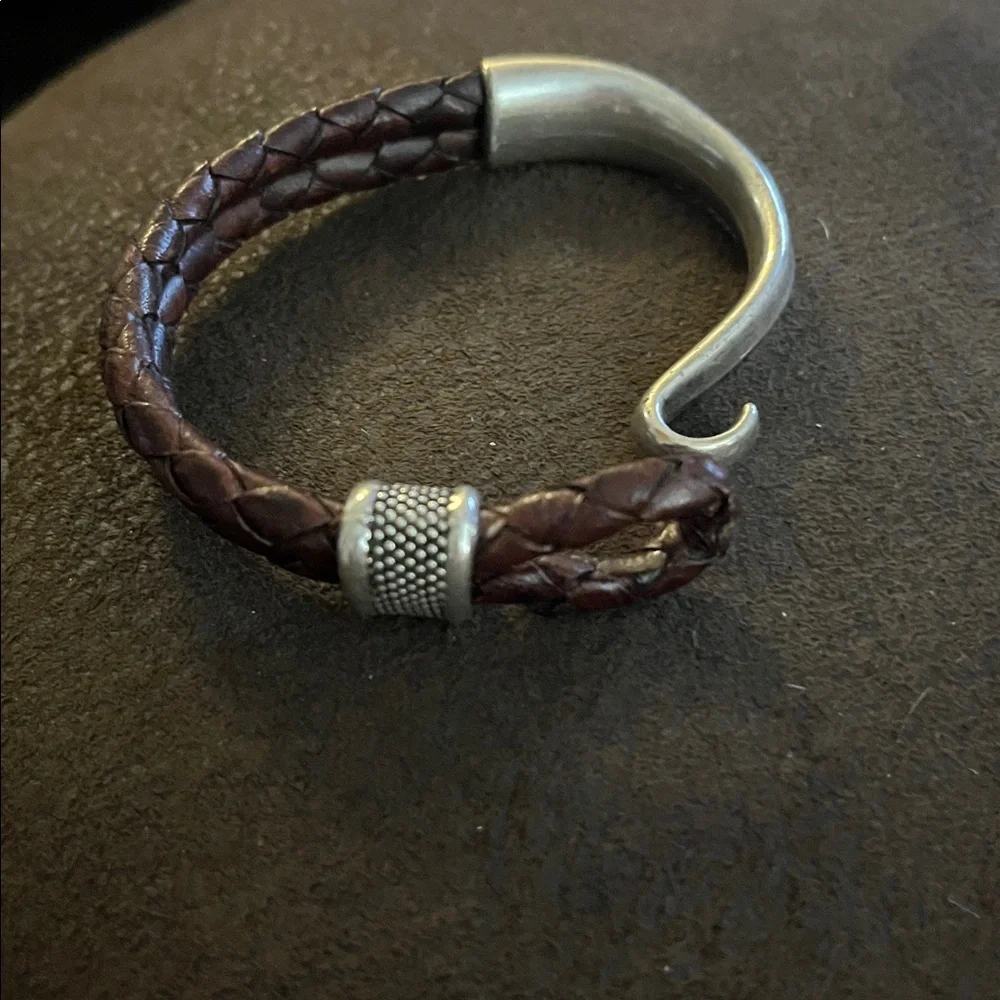 Braided Leather and Silver Men's / women’s Bracelet